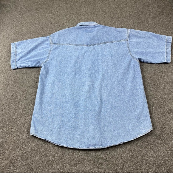 Vintage Wrangler Western Snap Button Denim Polo Shirt Men’s Sz M. Made In Canada - Picture 7 of 12